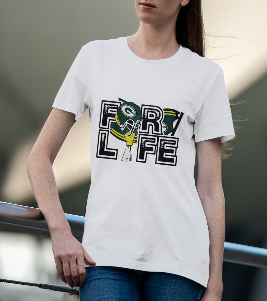 Green Bay Packers Helmet And Fist For Life T-Shirt