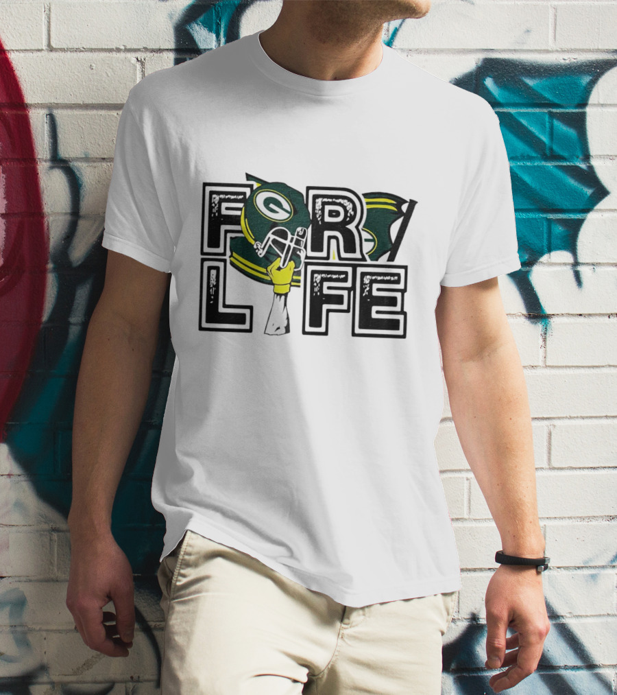 Green Bay Packers Helmet And Fist For Life T-Shirt