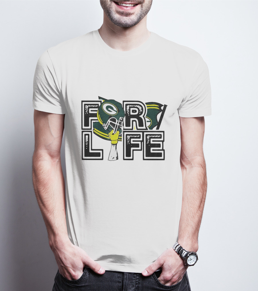 Green Bay Packers Helmet And Fist For Life T-Shirt