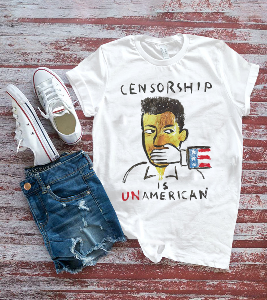Censorship Is Unamerican Travis Scott American Flag Mouth Covered T-Shirt
