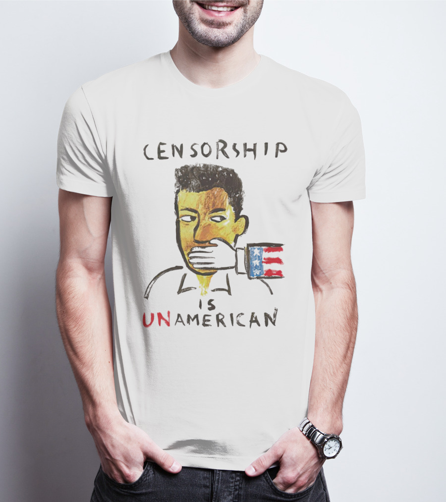 Censorship Is Unamerican Travis Scott American Flag Mouth Covered T-Shirt
