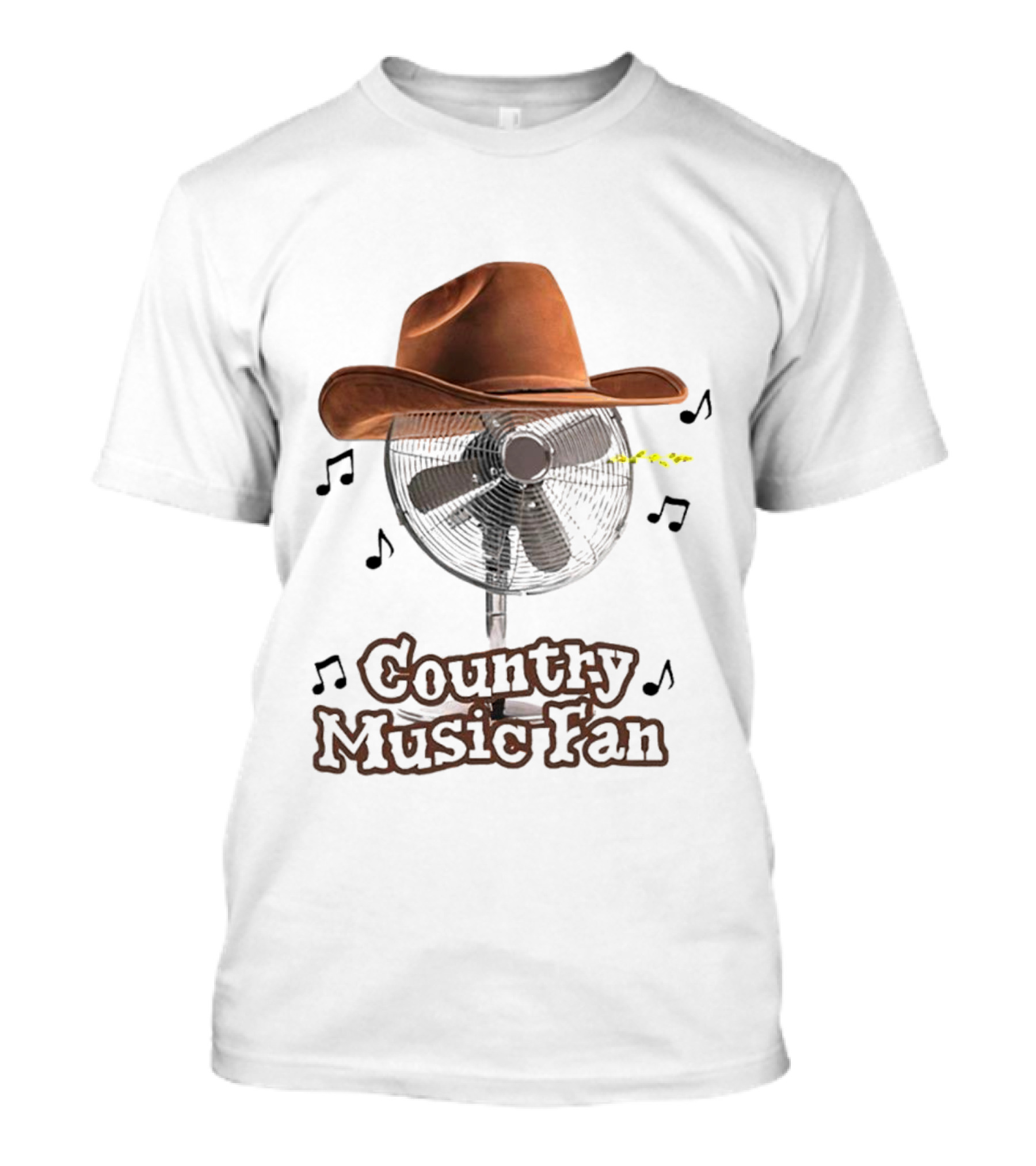 Cowboy Hat And Musical Notes On Fan Featuring Country Music Fan T-Shirt