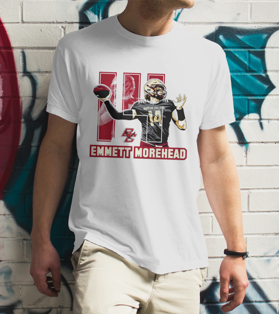 Emmett Morehead Boston College Eagles NCAA Football Caricature Quarterback Number 14 T-Shirt