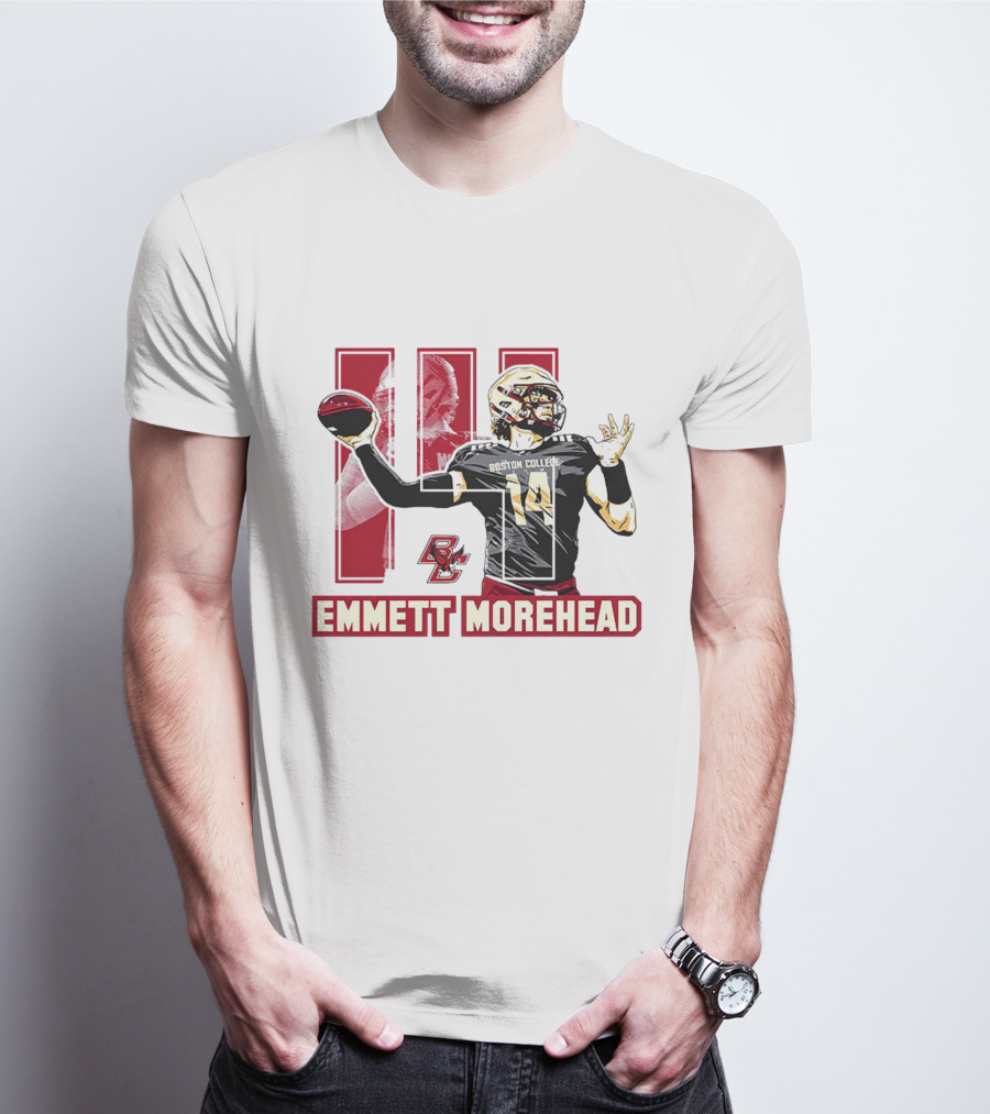 Emmett Morehead Boston College Eagles NCAA Football Caricature Quarterback Number 14 T-Shirt