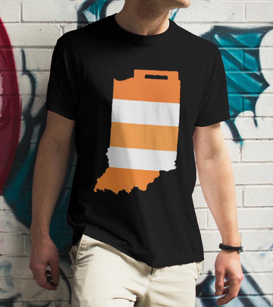 Indiana Under Construction Traffic Barrel Shape T-Shirt