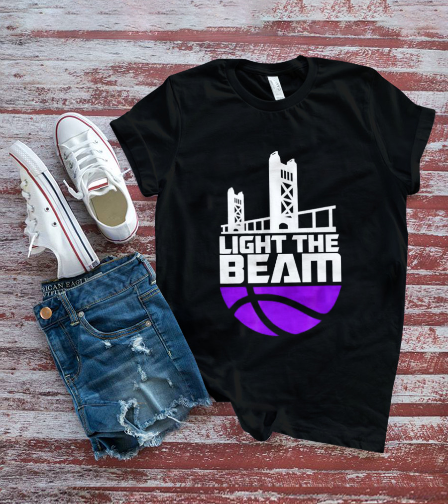 Light The Beam Sacramento Kings Skyline Basketball T-Shirt