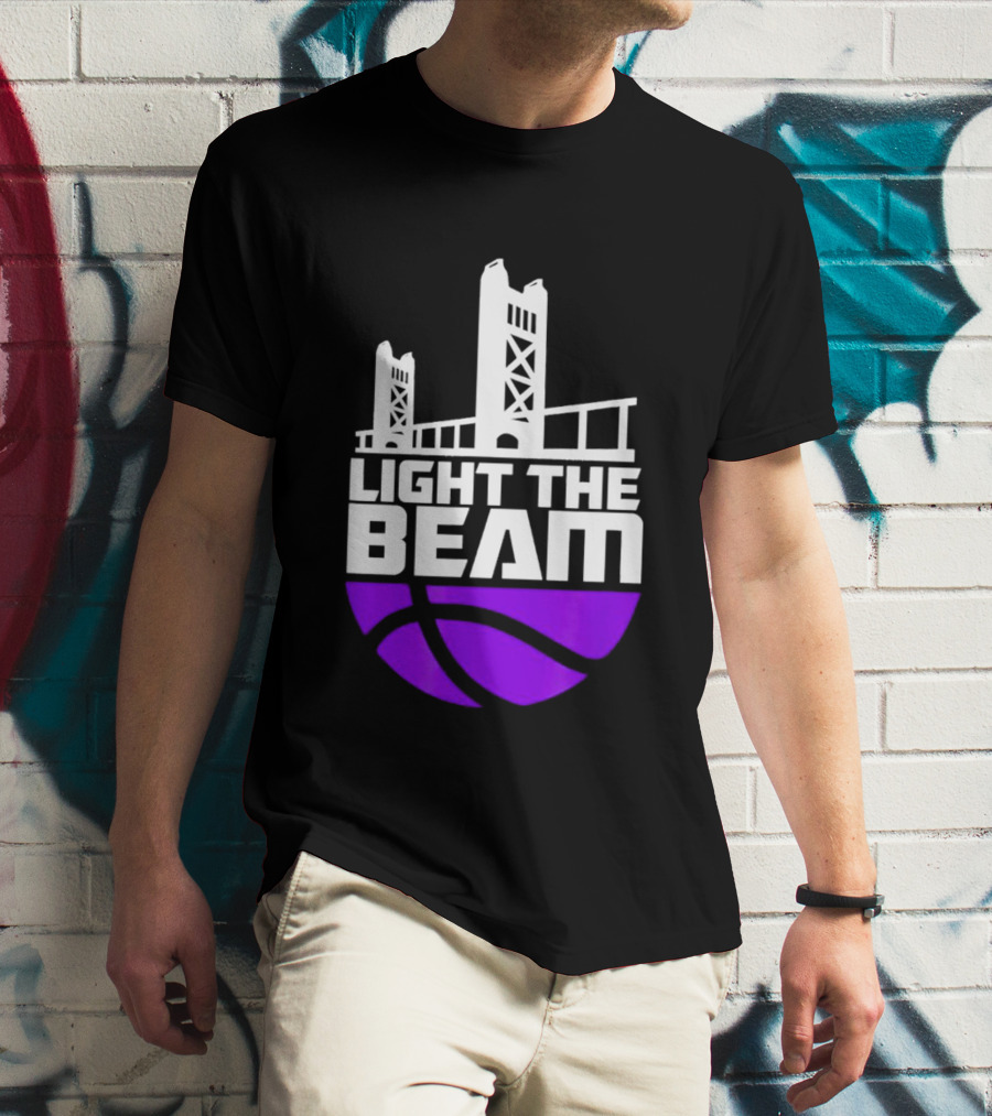 Light The Beam Sacramento Kings Skyline Basketball T-Shirt