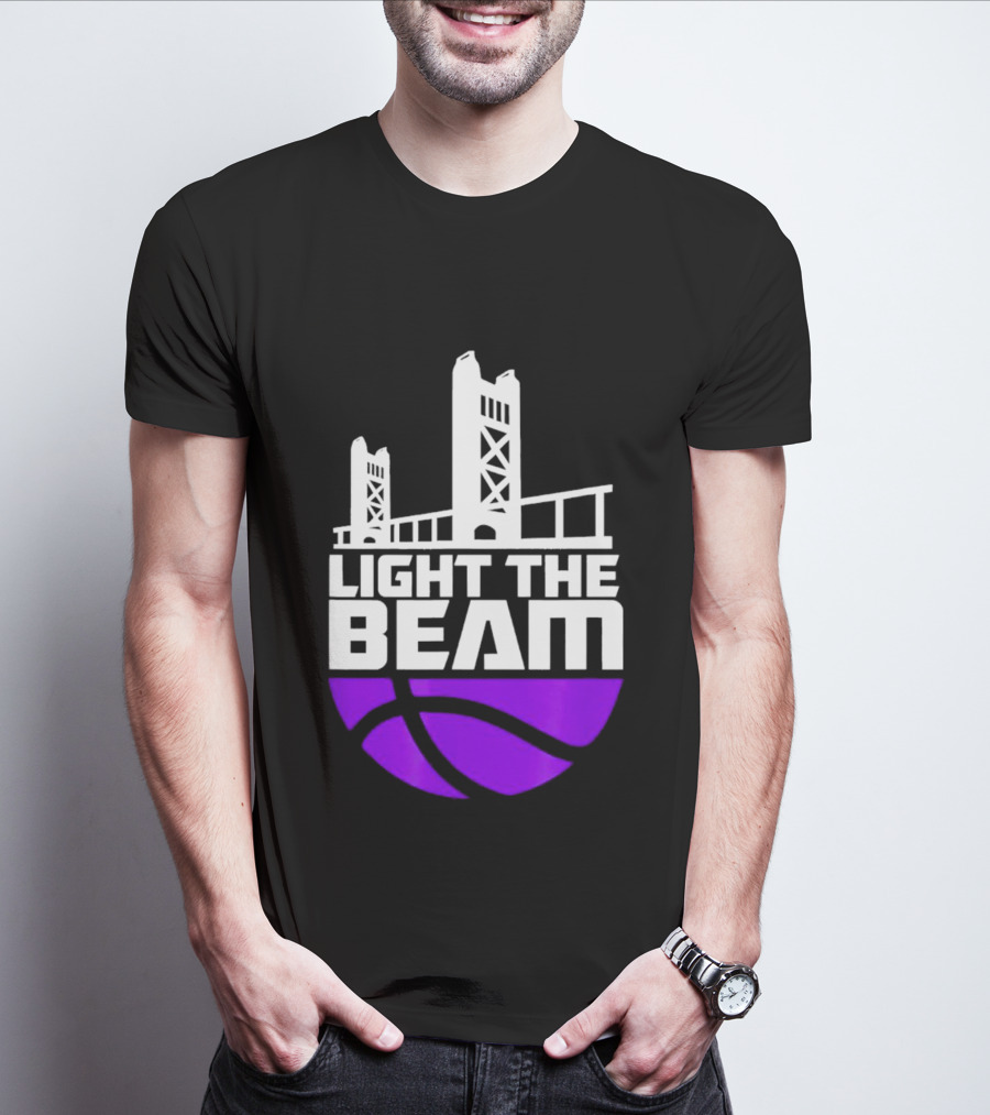Light The Beam Sacramento Kings Skyline Basketball T-Shirt