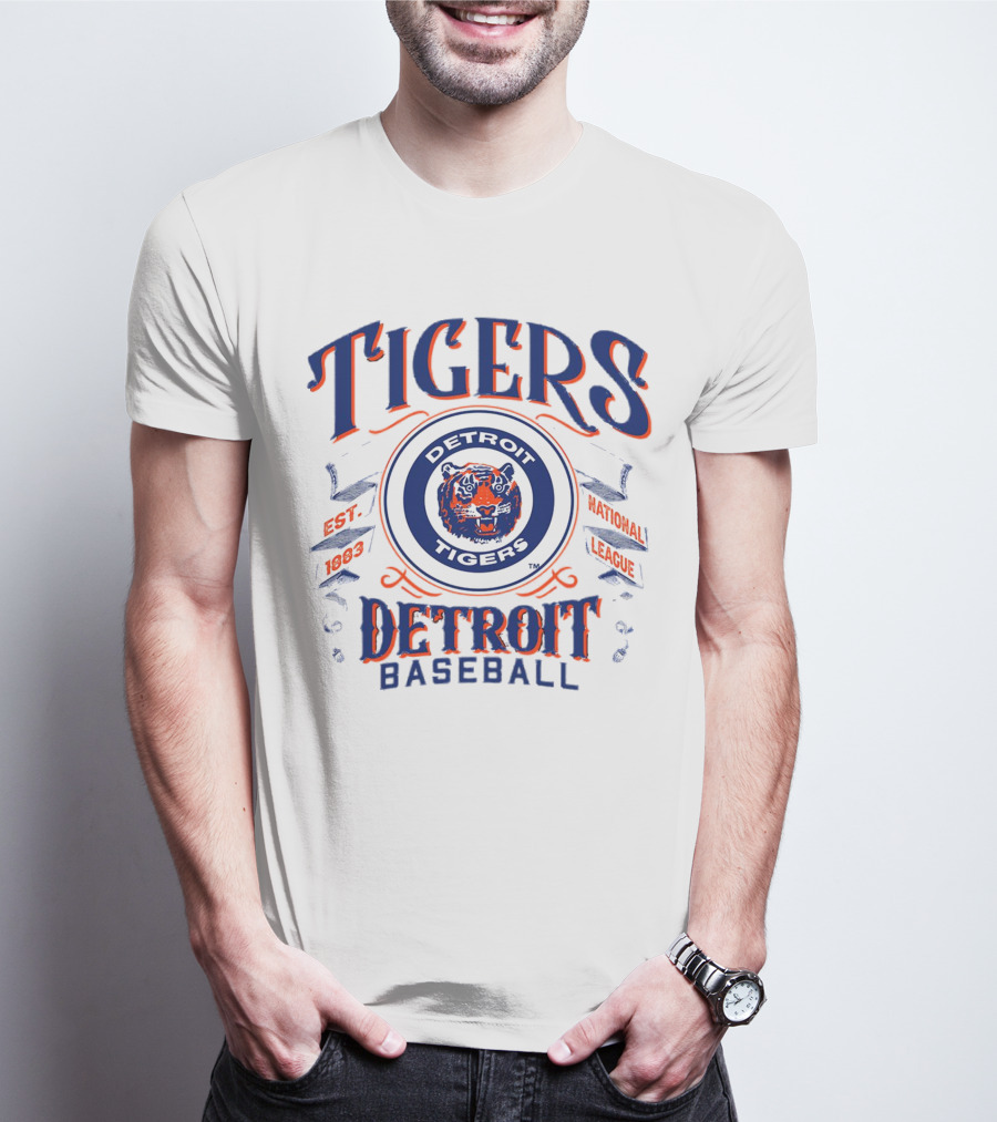 Tigers Detroit Baseball Est 1883 National League Detroit Tigers T-Shirt
