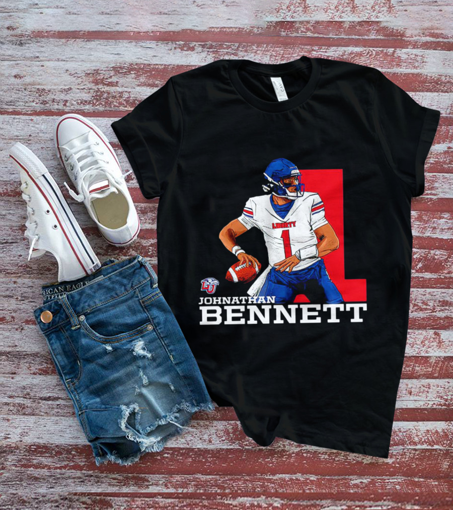 Johnathan Bennett Liberty Flames NCAA Football Quarterback Caricature T-Shirt
