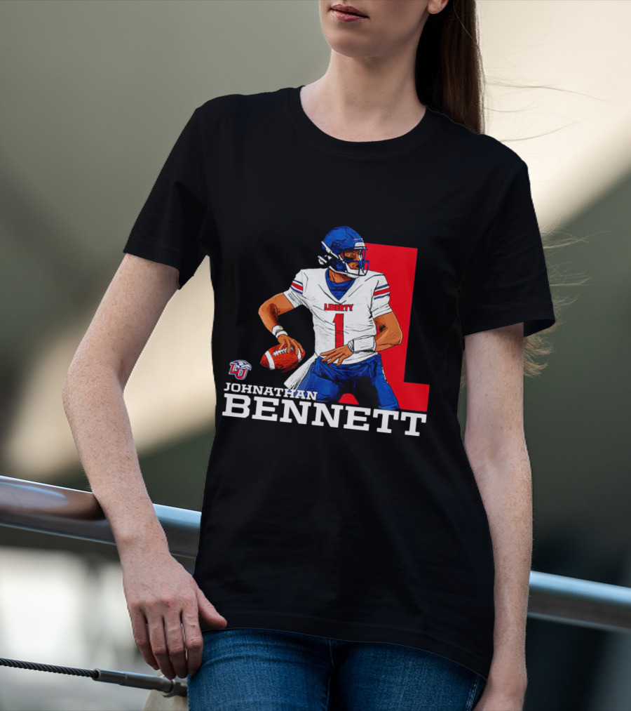 Johnathan Bennett Liberty Flames NCAA Football Quarterback Caricature T-Shirt