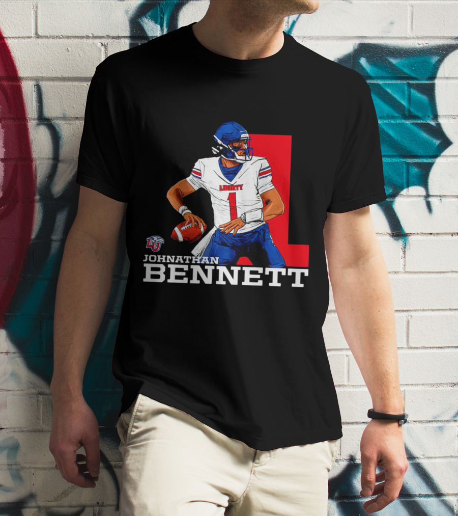 Johnathan Bennett Liberty Flames NCAA Football Quarterback Caricature T-Shirt