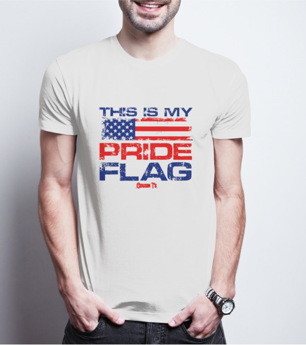 This Is My Pride Flag Cousin T’s American Flag Text T-Shirt