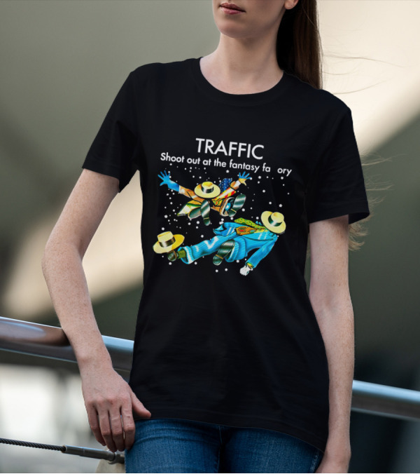 TRAFFIC Shoot Out At The Fantasy Factory With Flying Figures And Hats T-Shirt