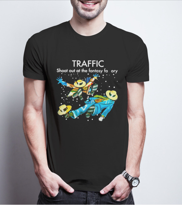 TRAFFIC Shoot Out At The Fantasy Factory With Flying Figures And Hats T-Shirt