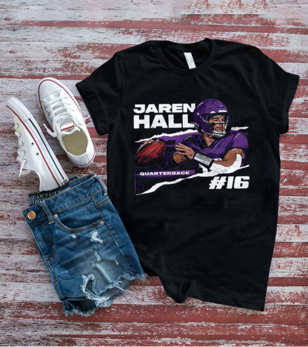 Jaren Hall Minnesota Quarterback #16 Torn Football T-Shirt