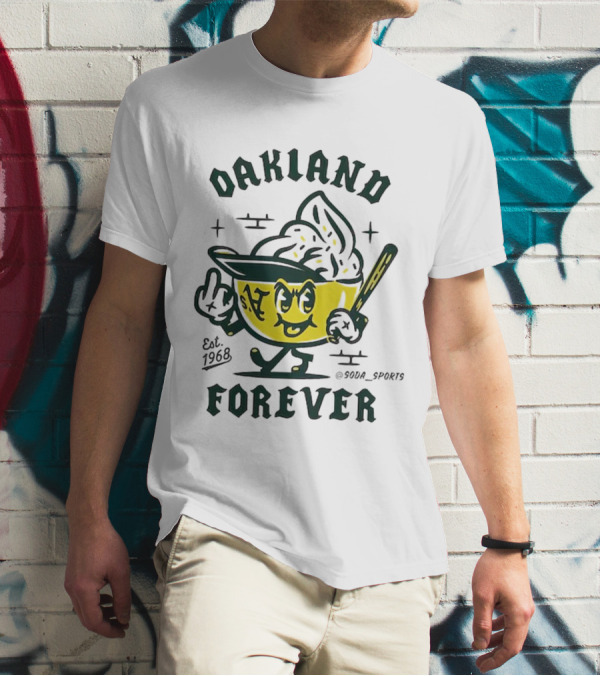 Oakland A's Forever Est. 1968 Retro Baseball Character T-Shirt