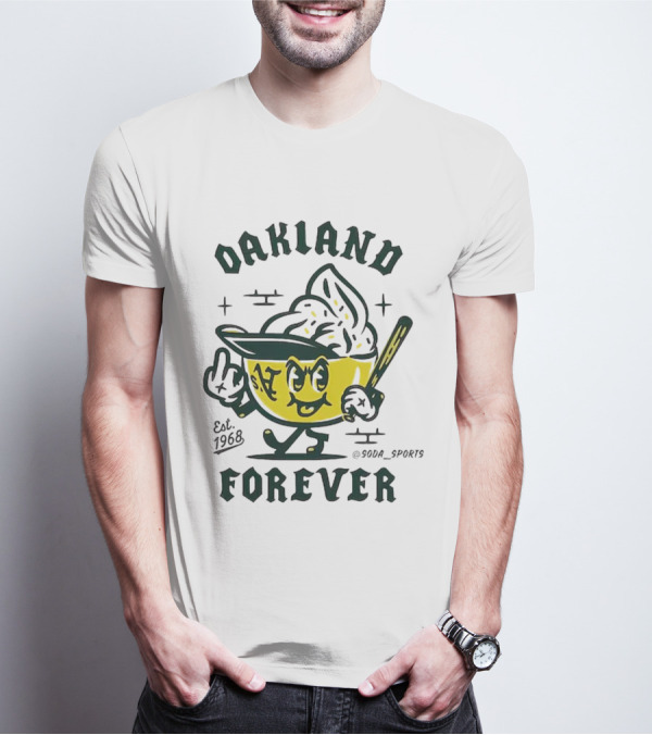 Oakland A's Forever Est. 1968 Retro Baseball Character T-Shirt