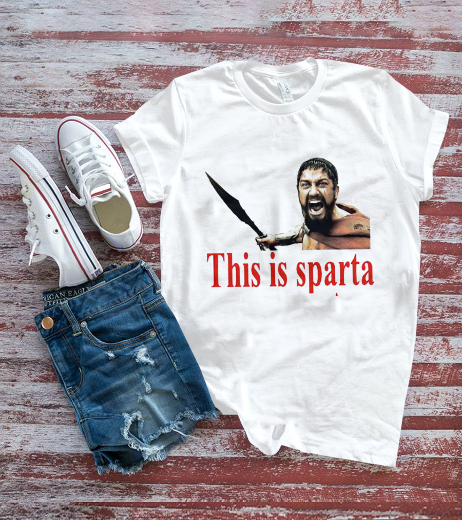 This Is Sparta Gerard Butler 300 Movie Scene Iconic Shout T-Shirt