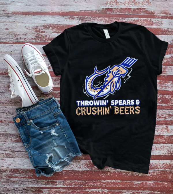 Throwin' Spears And Crushin' Beers Catfish With Pitchfork T-Shirt
