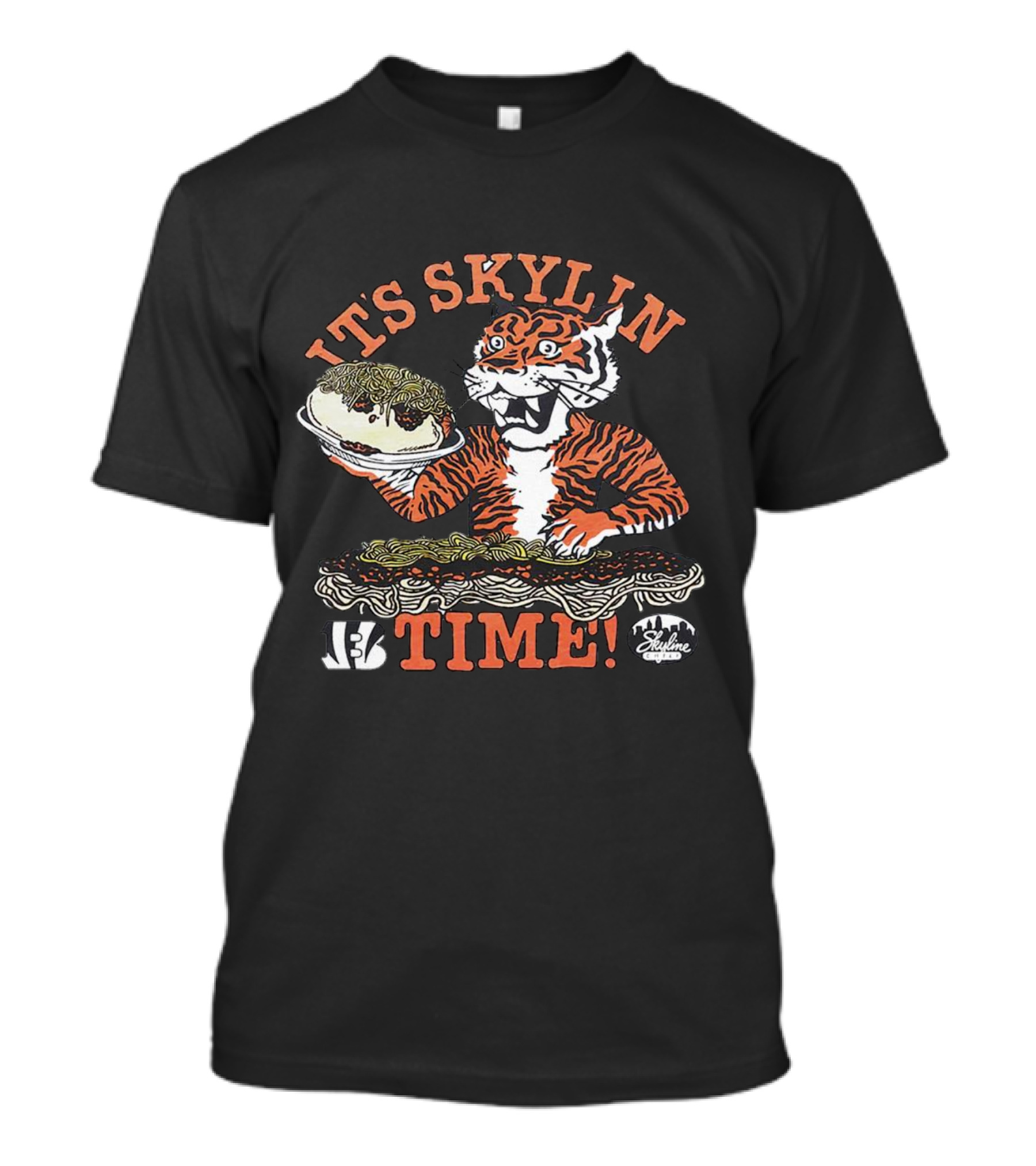 Its Skyline Time Cincinnati Bengals Tiger With Chili And Spaghetti T-Shirt