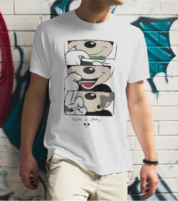 Mickey Relax A Little Smoking Cartoon Comic Strip T-Shirt