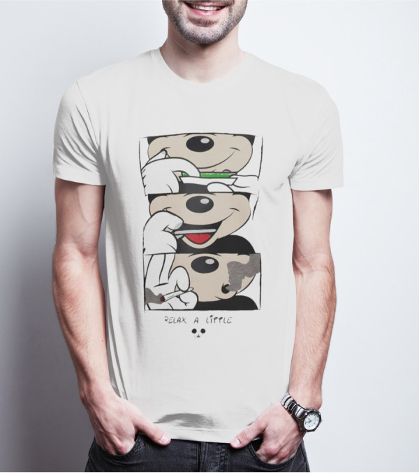 Mickey Relax A Little Smoking Cartoon Comic Strip T-Shirt
