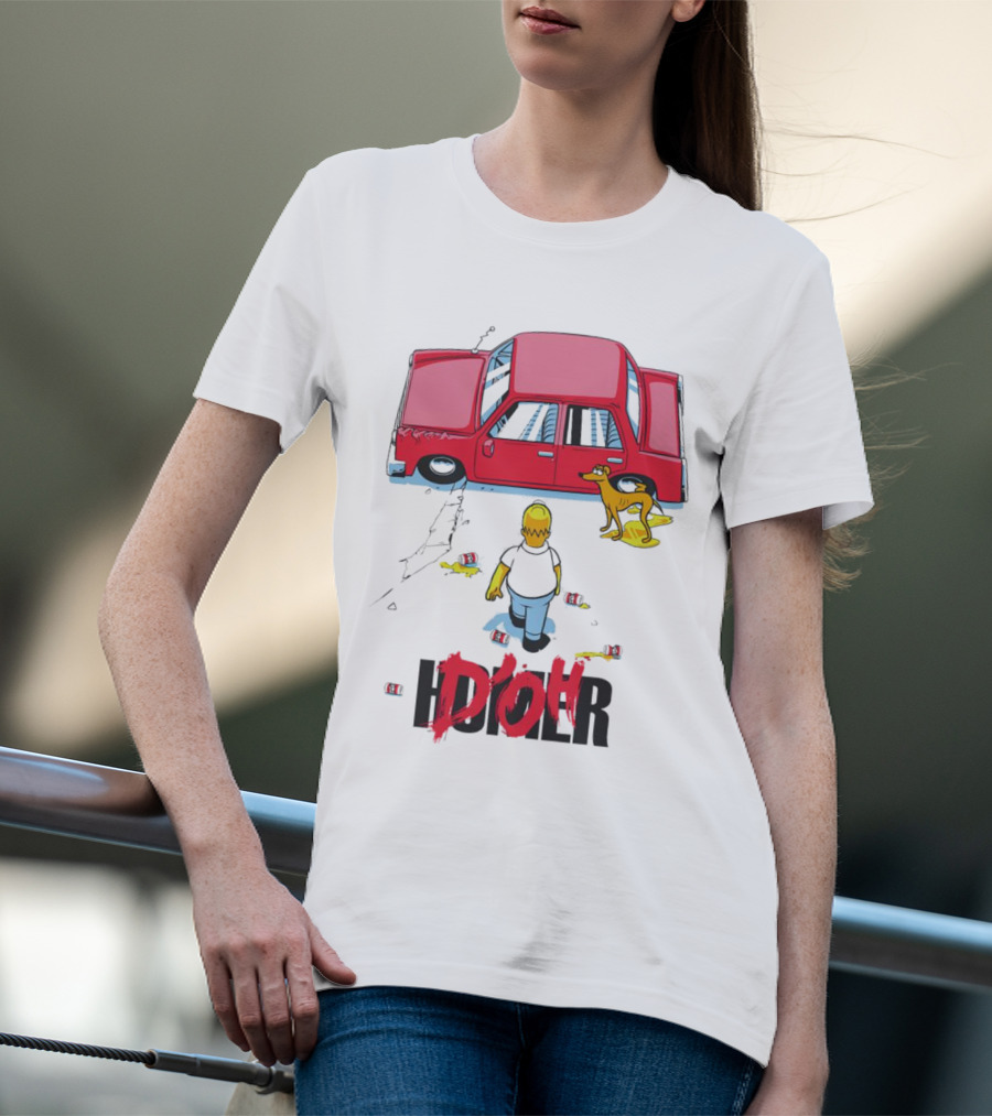The Simpsons D’Oh Homer Red Car And Dog T-Shirt