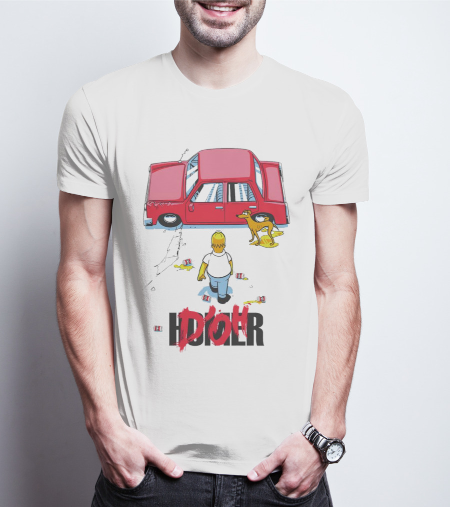 The Simpsons D’Oh Homer Red Car And Dog T-Shirt