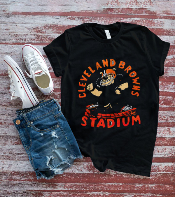 Cleveland Browns Stadium Mascot With Helmet And Arena T-Shirt
