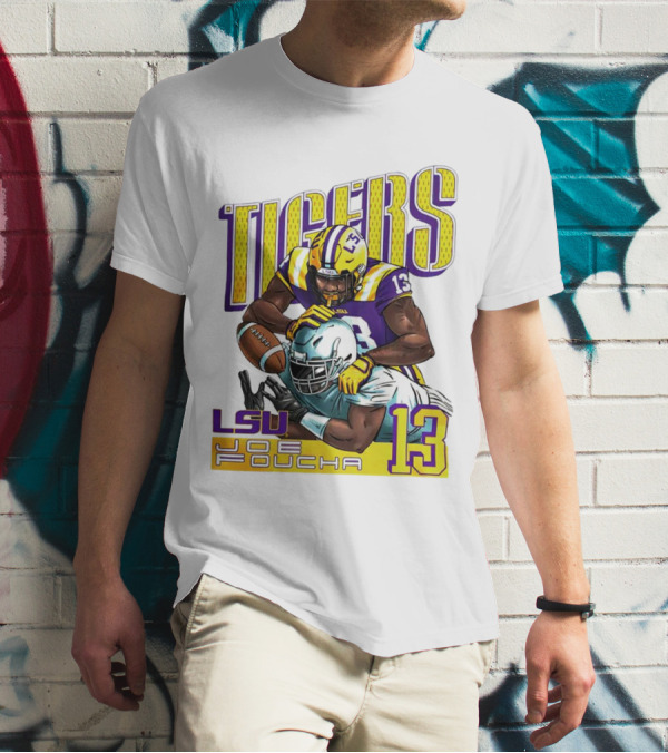 LSU Tigers Joe Foucha 13 Football Tackle T-Shirt