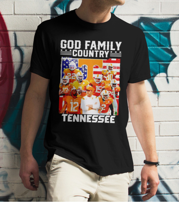 God Family Country Tennessee Volunteers Football American Flag T-Shirt