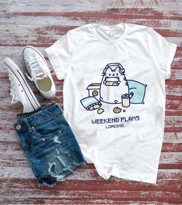 Weekend Plans Loading Pusheen Cat Snacks And Headphones T-Shirt