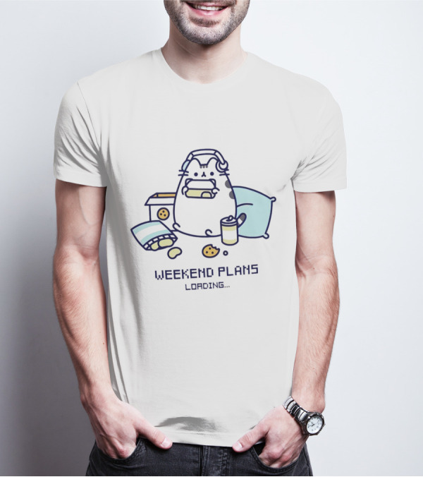 Weekend Plans Loading Pusheen Cat Snacks And Headphones T-Shirt