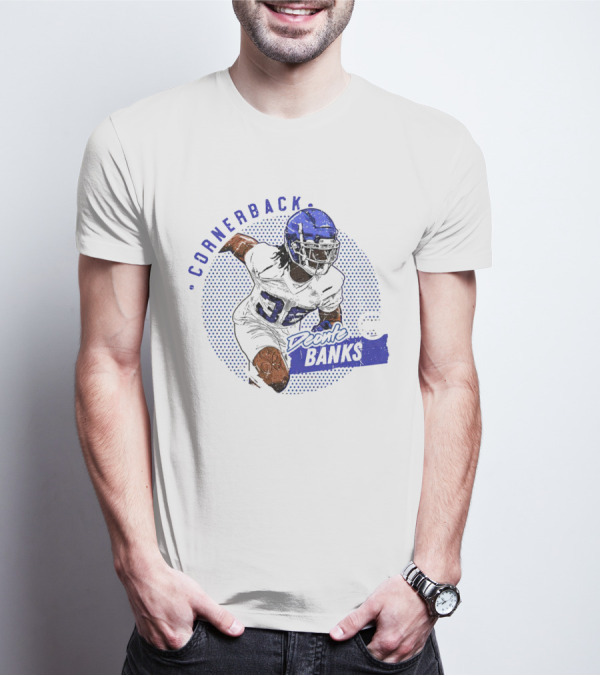 Deonte Banks New York Giants Cornerback Dots Blue Football Player T-Shirt