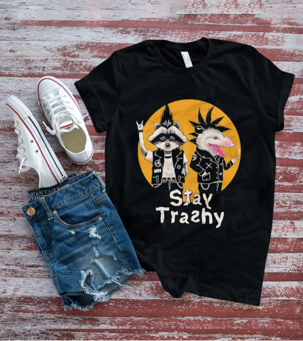 Stay Trashy Rock And Roll Punk Raccoon And Possum T-Shirt