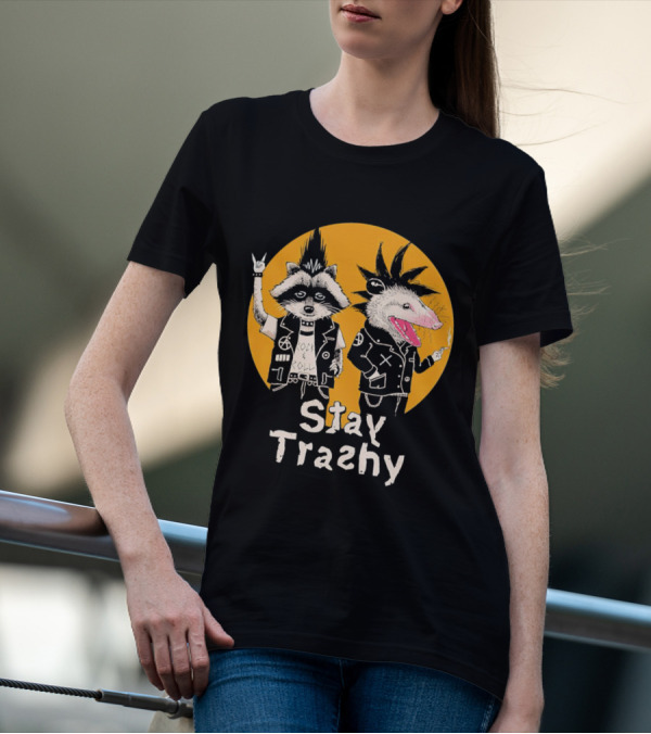 Stay Trashy Rock And Roll Punk Raccoon And Possum T-Shirt