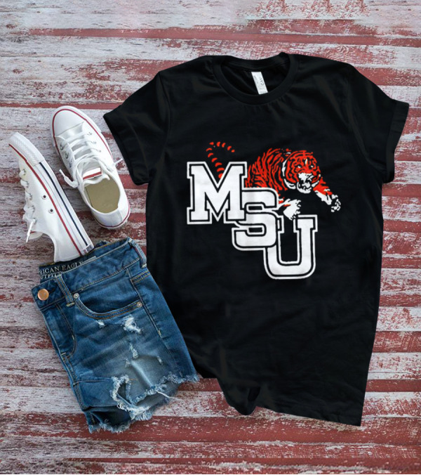 MSU Tiger Logo With Fierce Tiger Image T-Shirt
