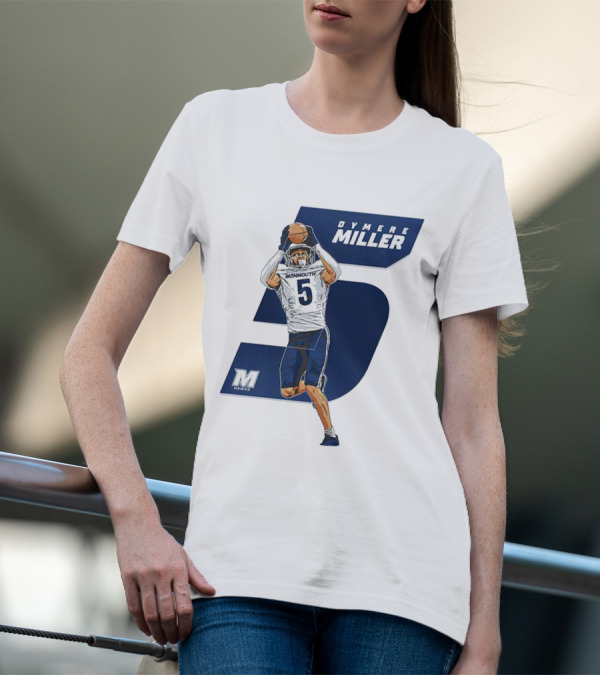Dymere Miller Monmouth Hawks Football Number 5 Caricature T-Shirt