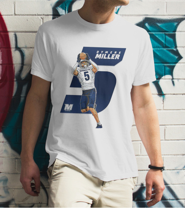 Dymere Miller Monmouth Hawks Football Number 5 Caricature T-Shirt