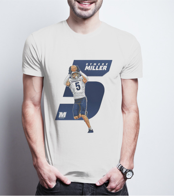Dymere Miller Monmouth Hawks Football Number 5 Caricature T-Shirt