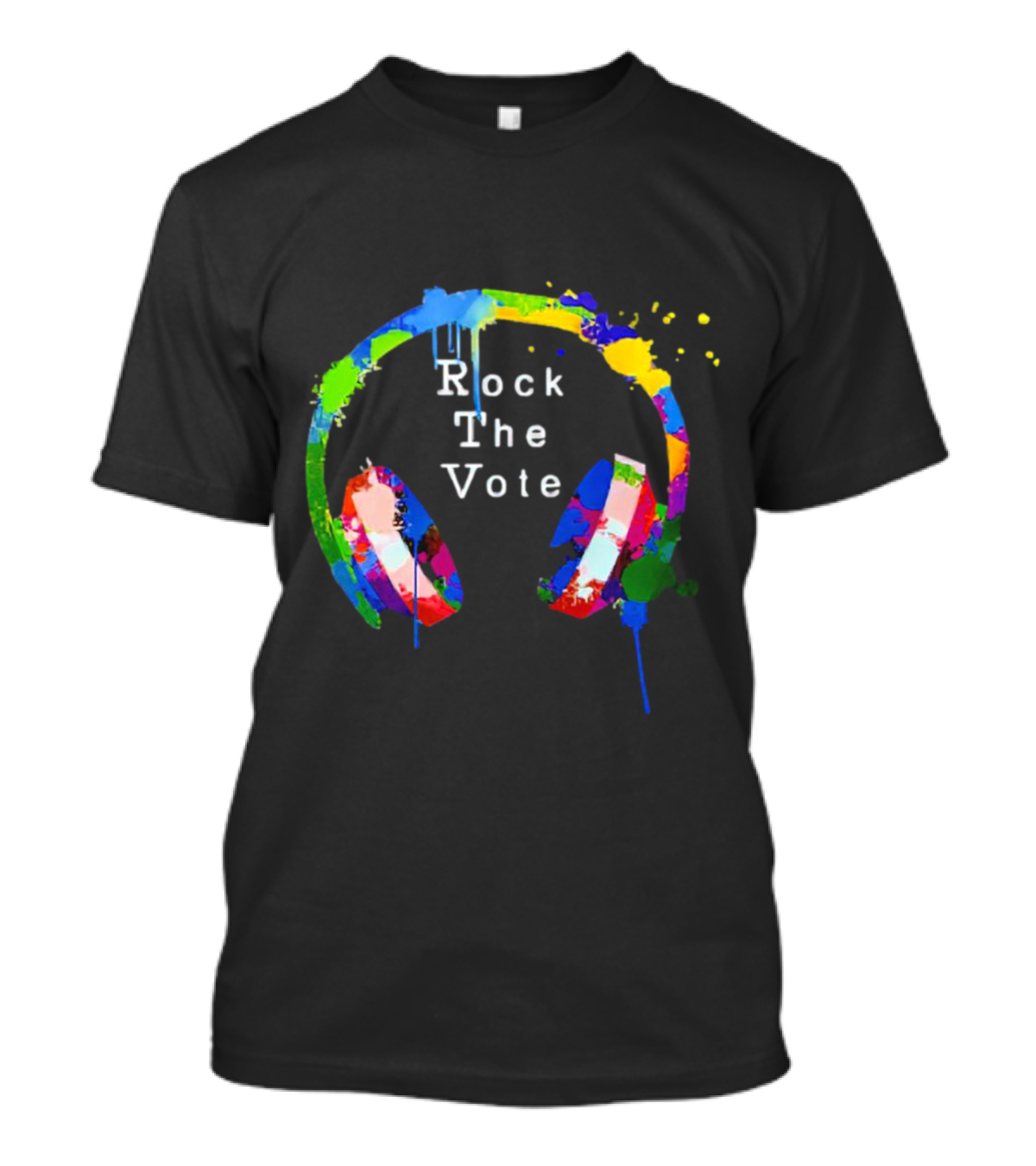 Headphones Rock The Vote Multicolored Paint Splash T-Shirt