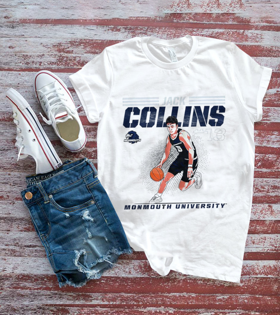 Jack Collins Monmouth University Basketball Number 13 Caricature T-Shirt