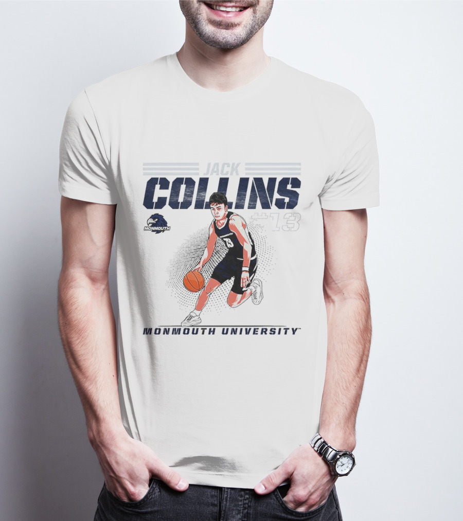 Jack Collins Monmouth University Basketball Number 13 Caricature T-Shirt
