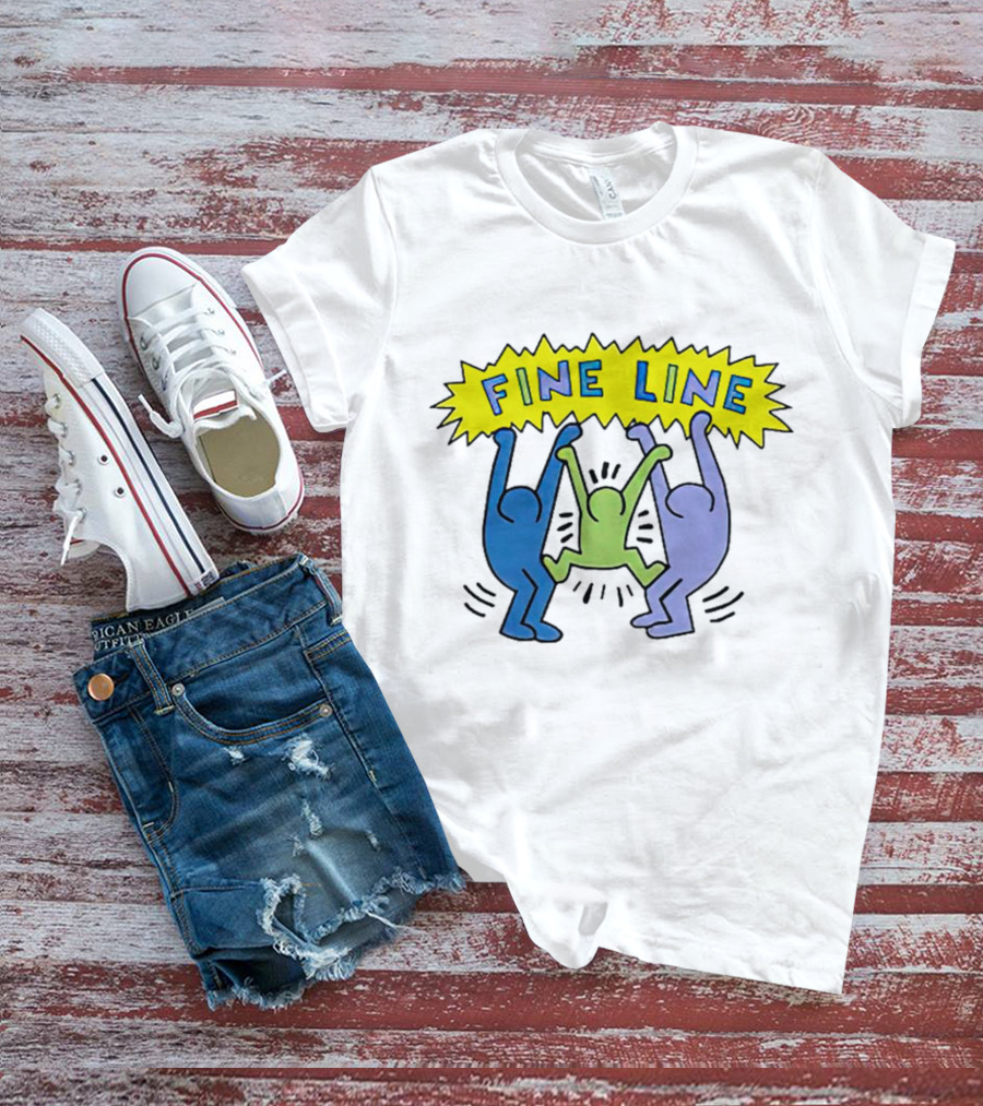 Fine Line Colorful Figures In Haring T-Shirt