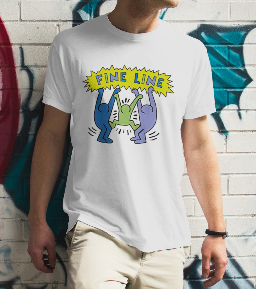 Fine Line Colorful Figures In Haring T-Shirt