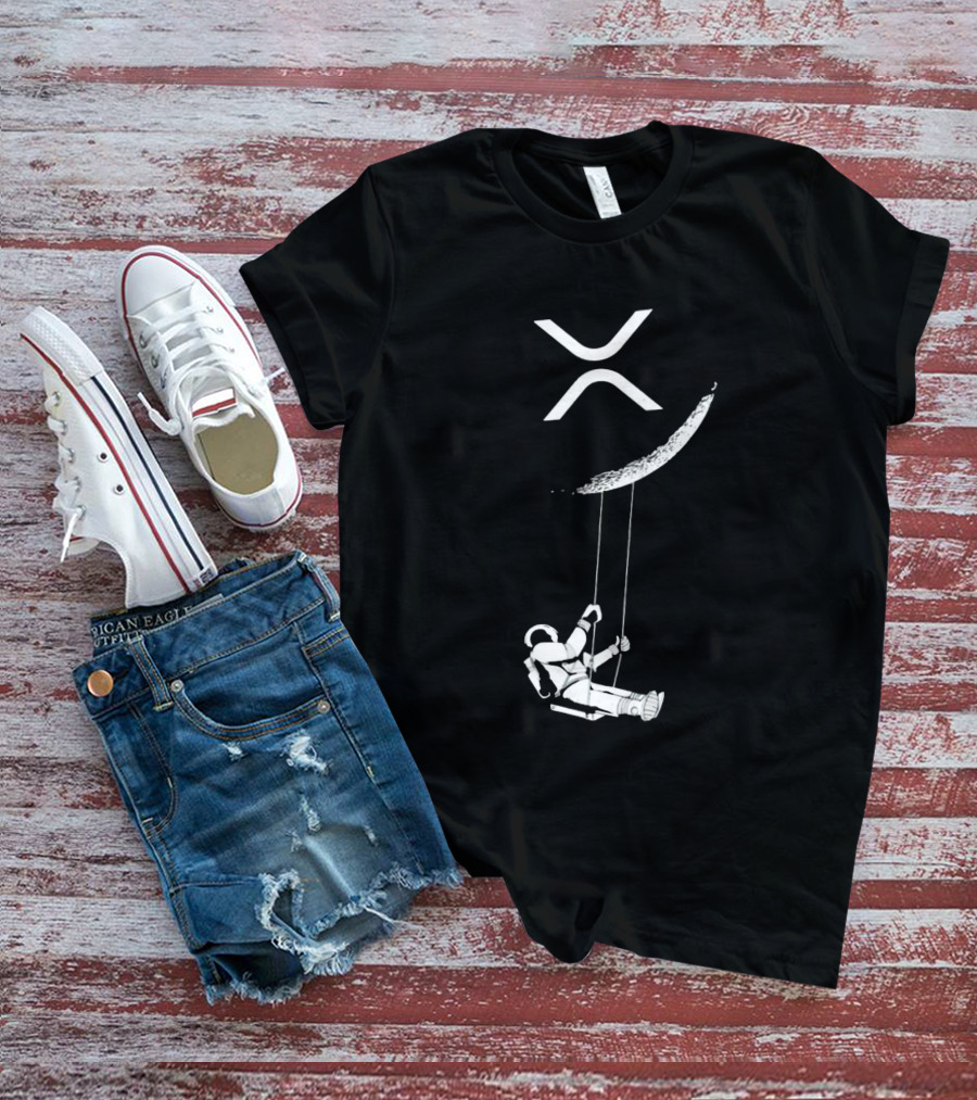 XRP Astronaut Swinging Under Crescent Moon T-Shirt