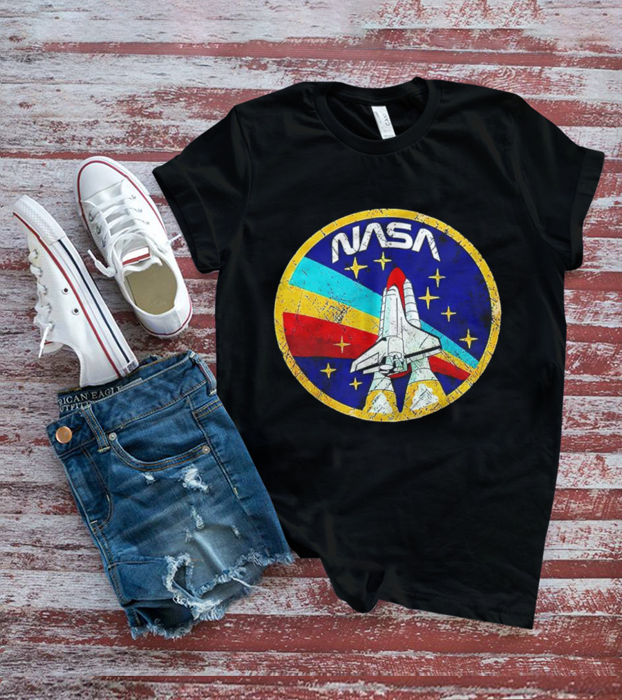 NASA Logo Space Shuttle Retro Rocket Stars T-Shirt
