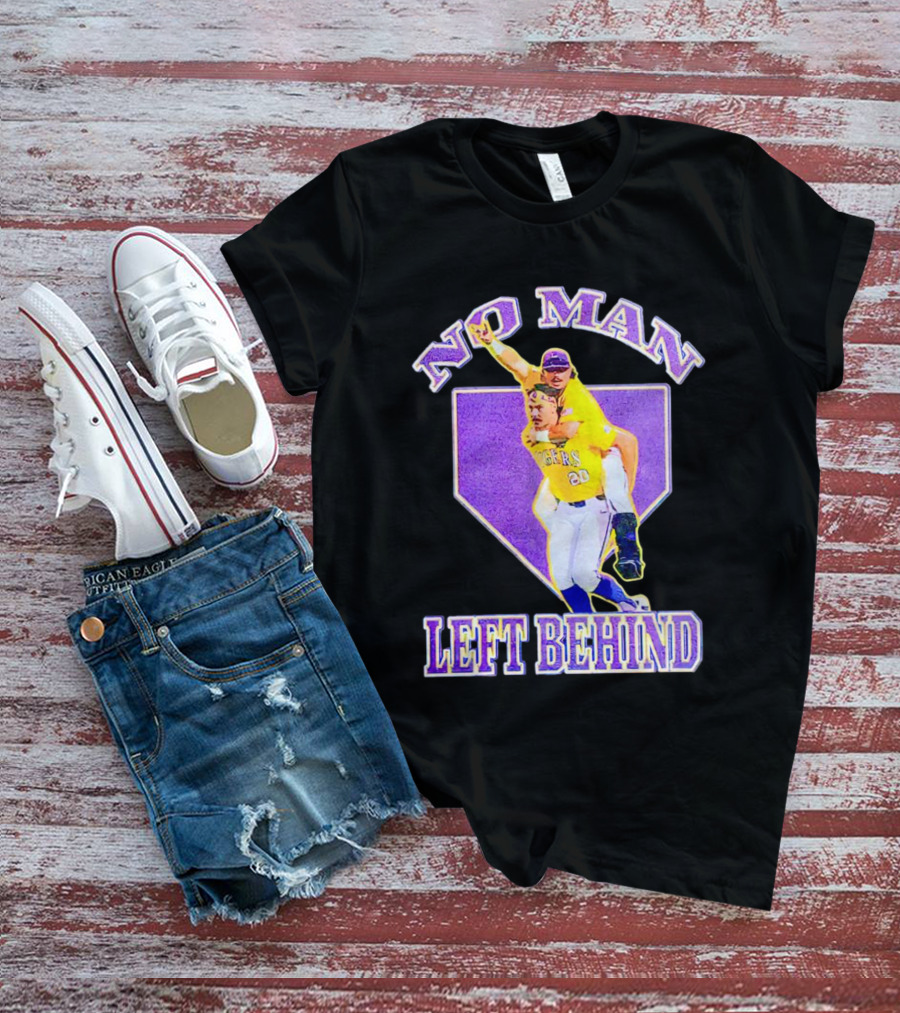 No Man Left Behind LSU Tigers Baseball Team Spirit T-Shirt