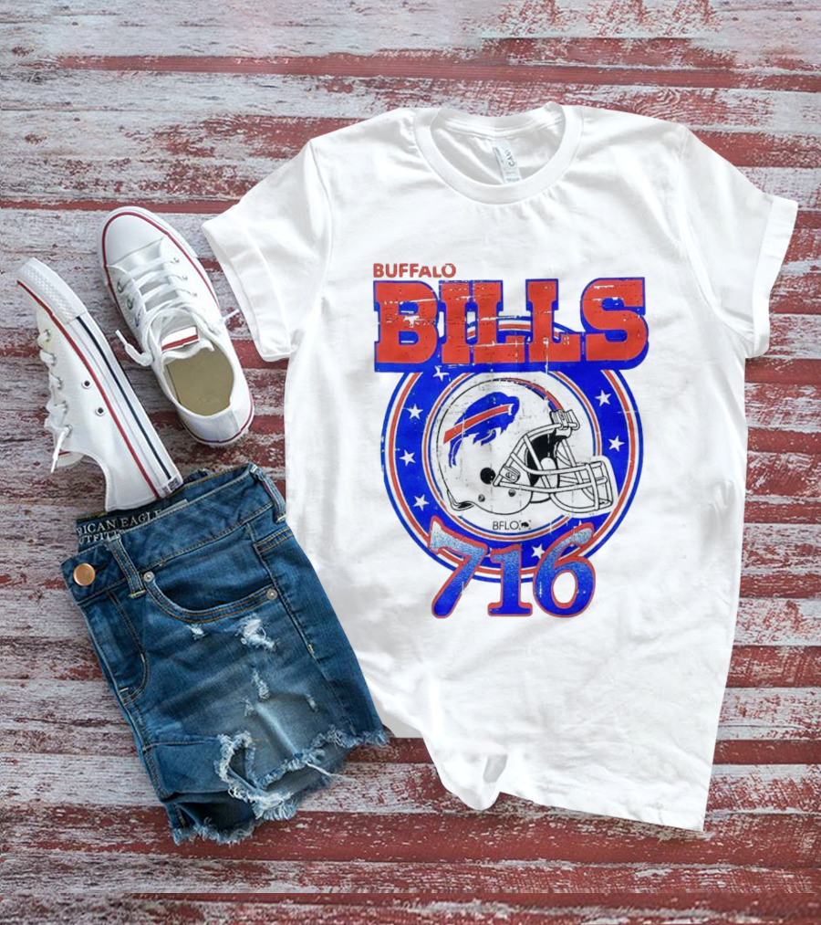 Buffalo Bills Bflo 716 Day Celebration Helmet Stars T-Shirt